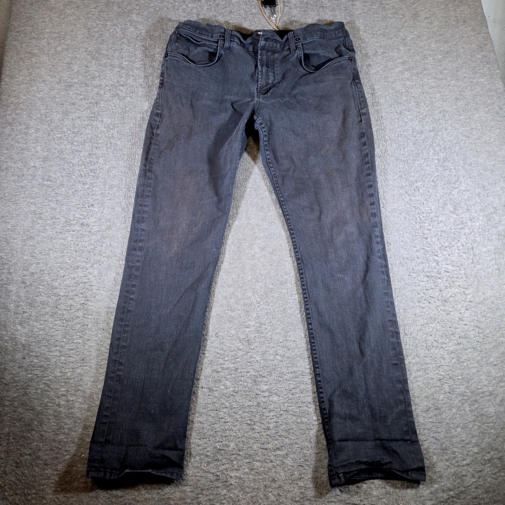 Hudson Blake Slim Straight Jeans Mens 36 Black Denim Missing Button 36x30